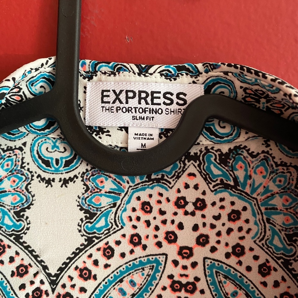 Buttoned Down Whimsical Patterned Blouse, Size M - image 3